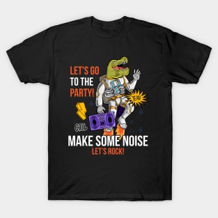 engraving cool dude in special space suit dino T-Shirt